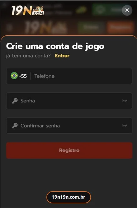 Tela de cadastro do 19N